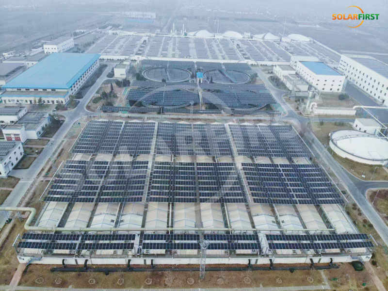 Zibo Shandong 1.9MWp 유연한 장착 시스템-하수 처리 플랜트 프로젝트